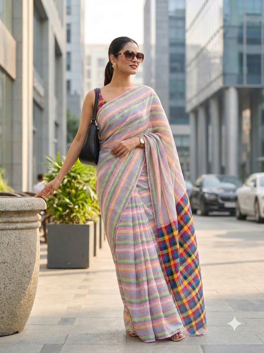 Saptaranga Khadi Cotton Saree 11