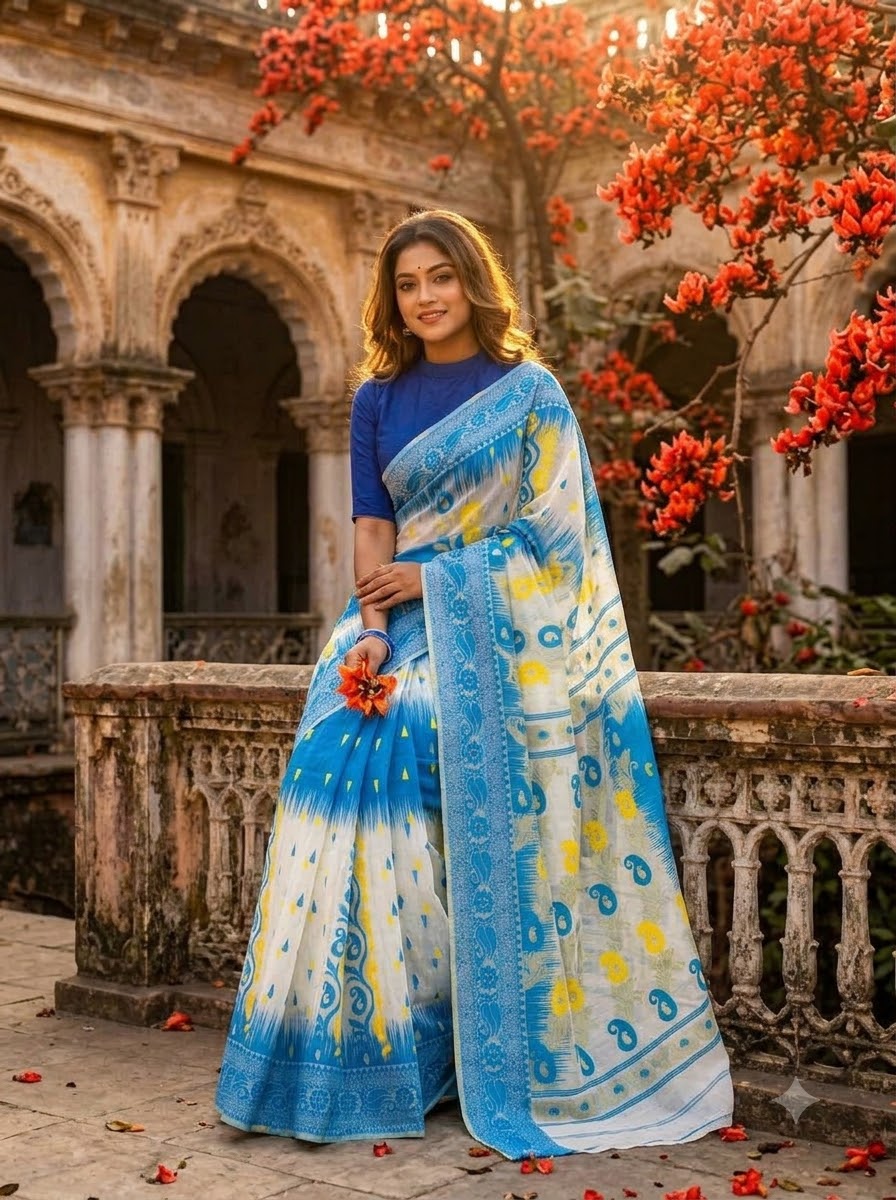 Rajonigandha Bengal Jamdani Saree