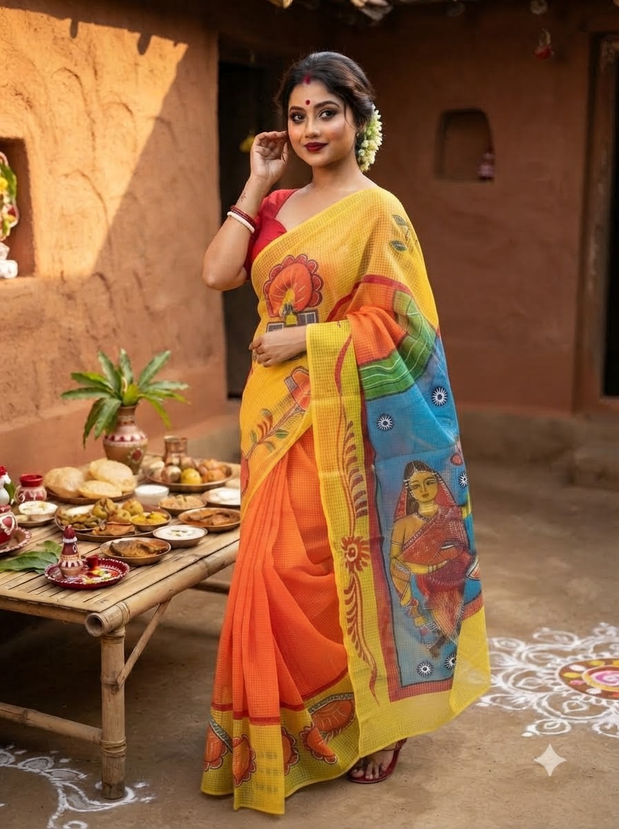 Shasthi Saaj Hand Painted Resham Kota Saree