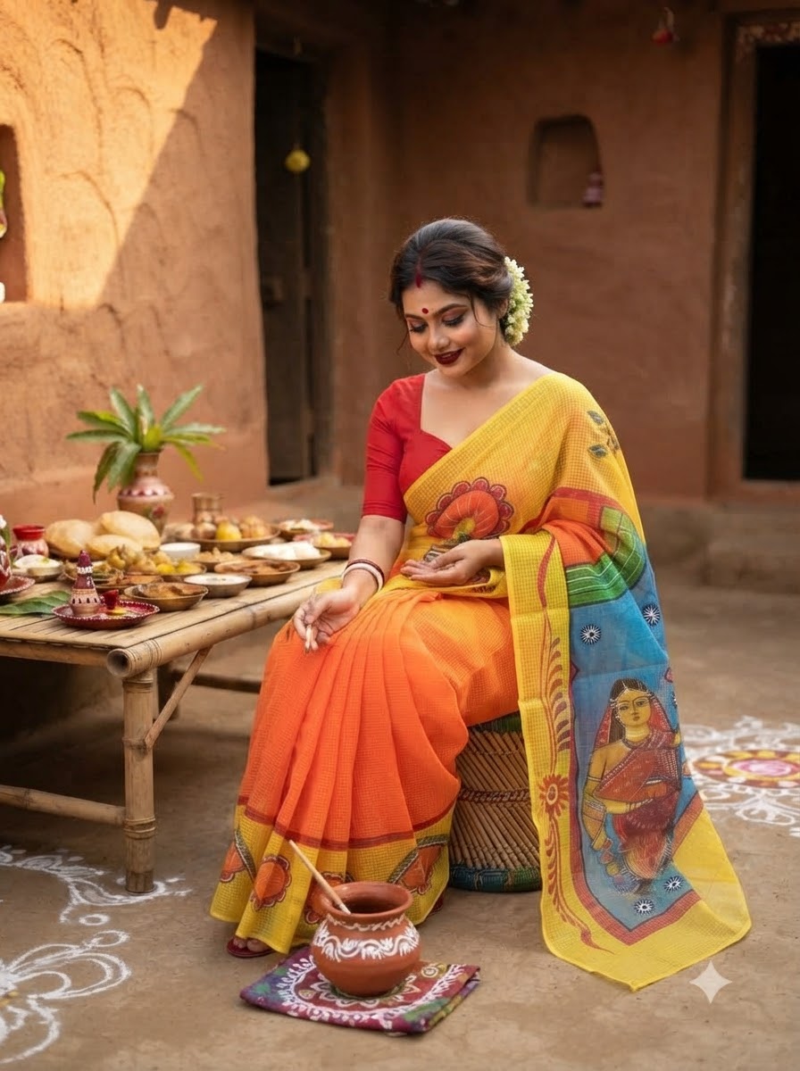 Shasthi Saaj Hand Painted Resham Kota Saree