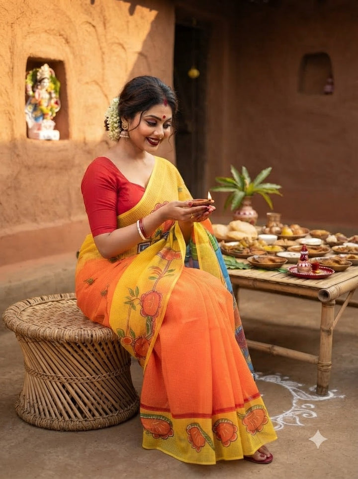 Shasthi Saaj Hand Painted Resham Kota Saree