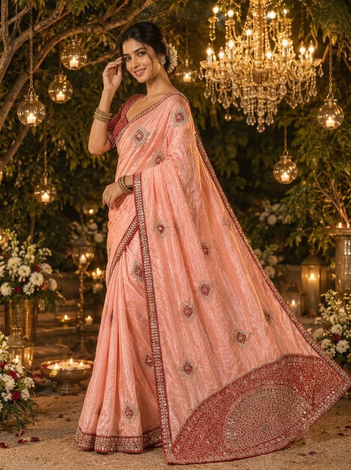 The Celebration Queen – Chinnon Silk Saree with Gota Patti Work