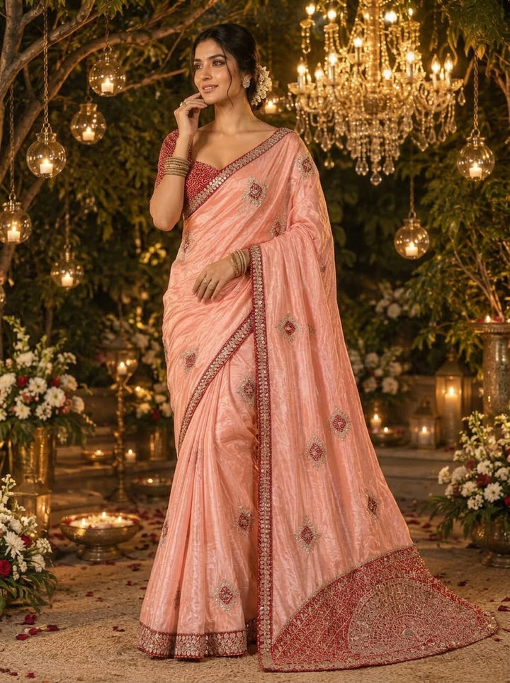 The Celebration Queen – Chinnon Silk Saree with Gota Patti Work