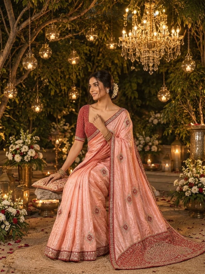 The Celebration Queen – Chinnon Silk Saree with Gota Patti Work
