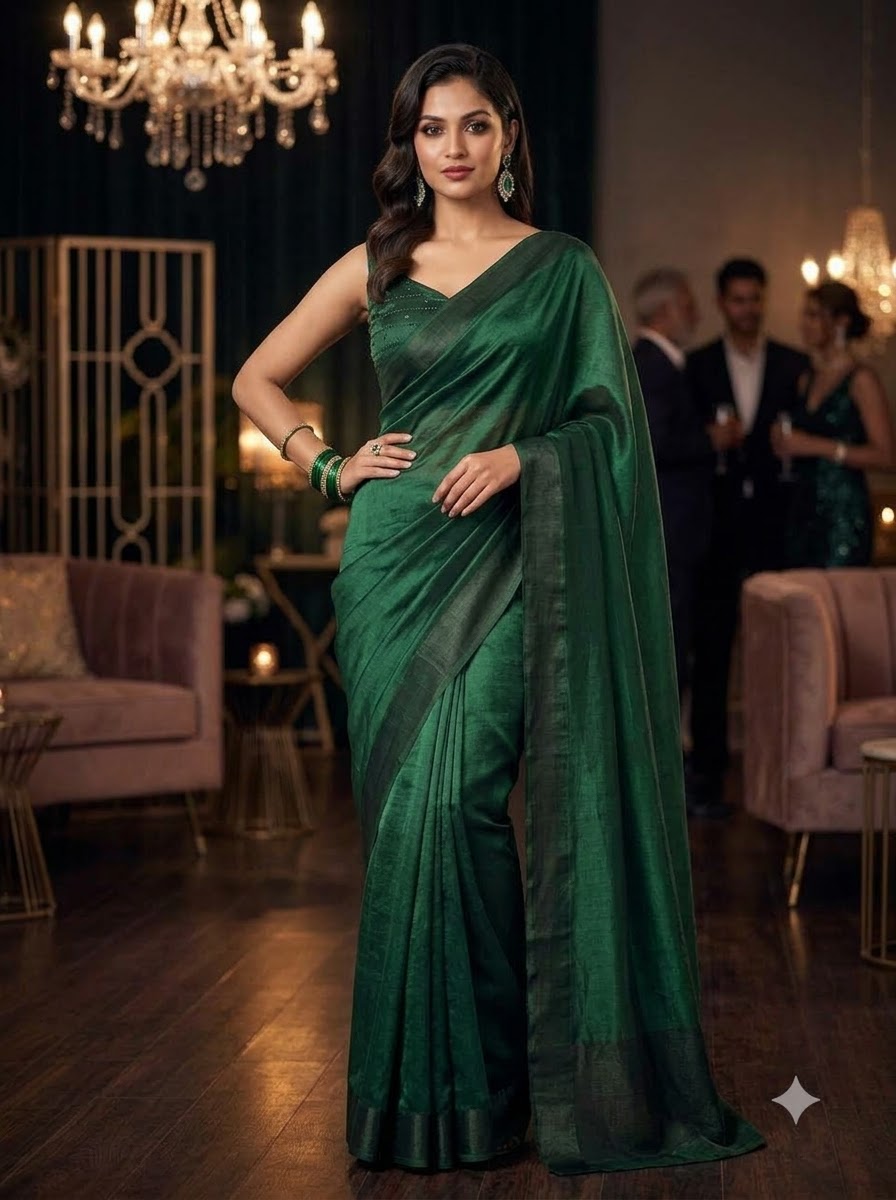 Night Out Glam Satin Silk Saree