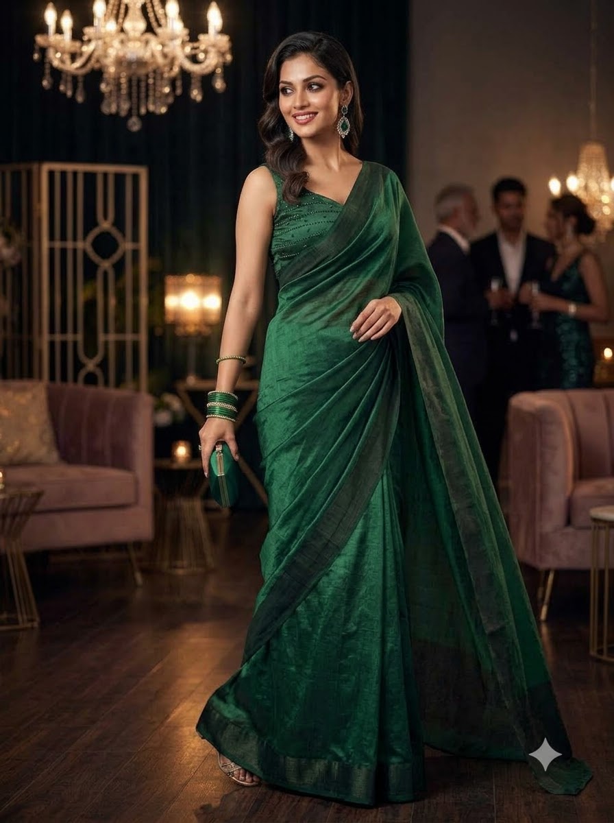Night Out Glam Satin Silk Saree
