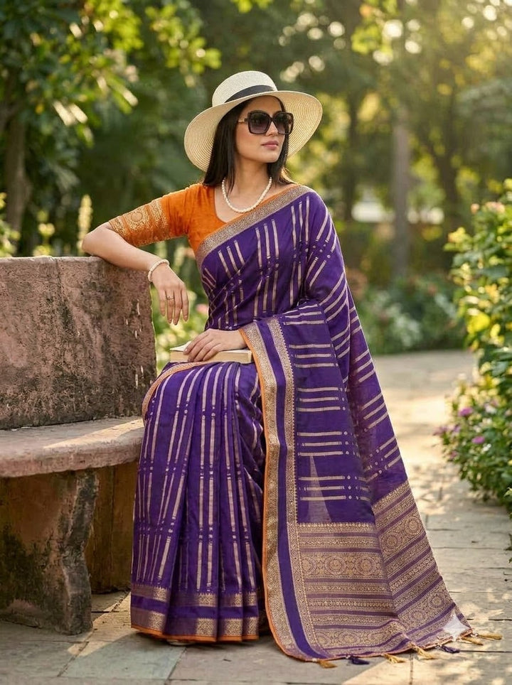 Evelyn in Gold Georgette Silk Saree