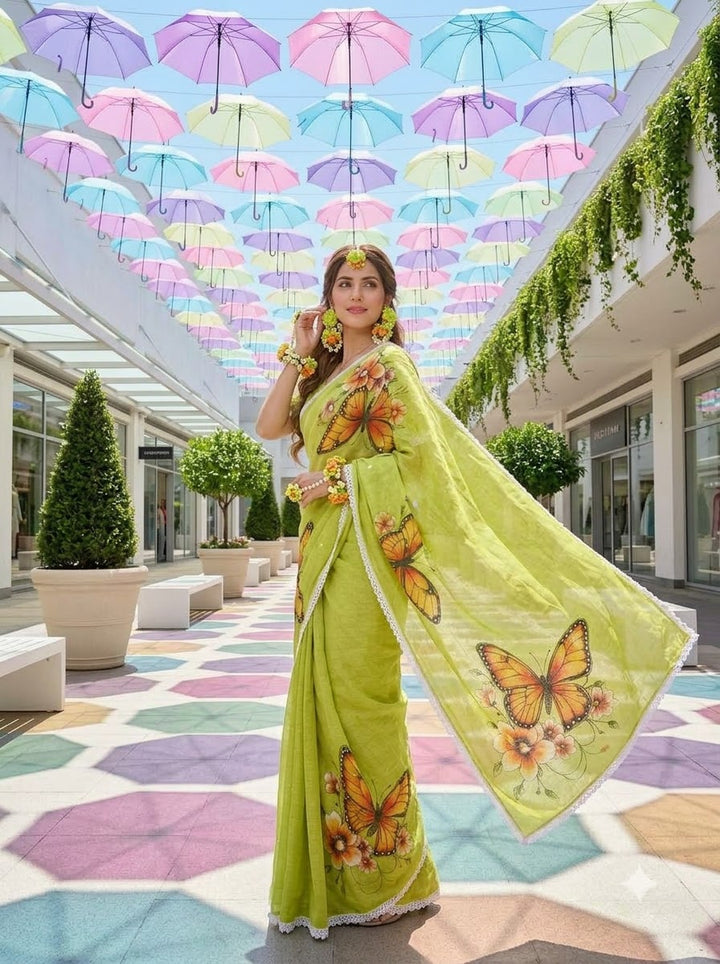 🦋 The Magic She Wears – Soft Linen Saree