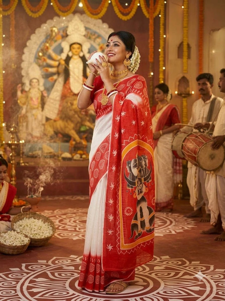Shakti & Shringar Soft Linen Printed Saree
