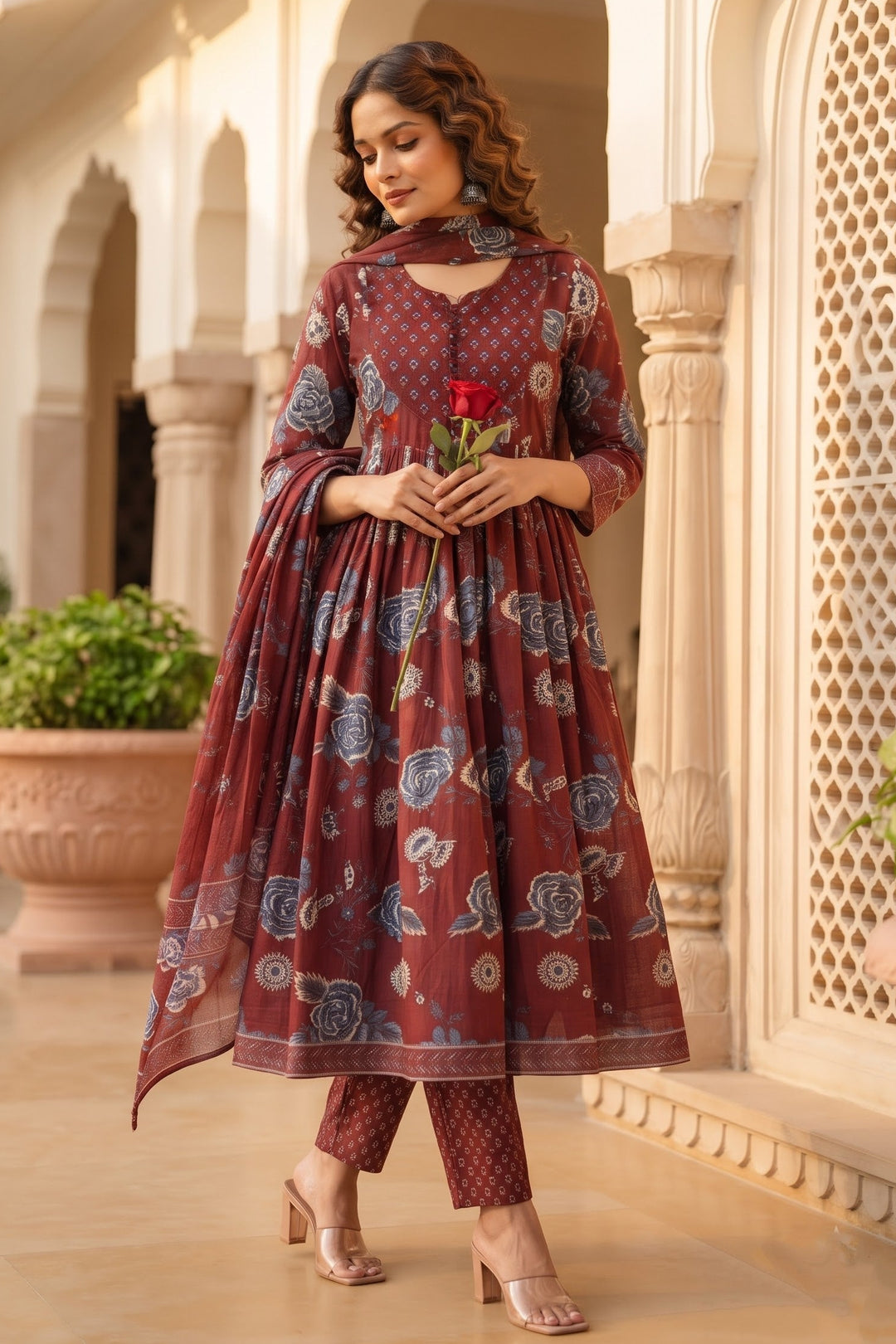 Midnight Shimmer Cotton Kurti Set