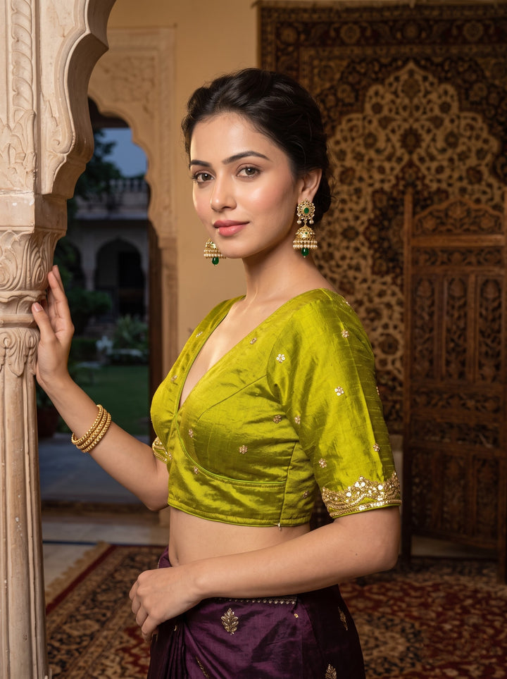 Falling For Florals Vichitra Silk Blouse