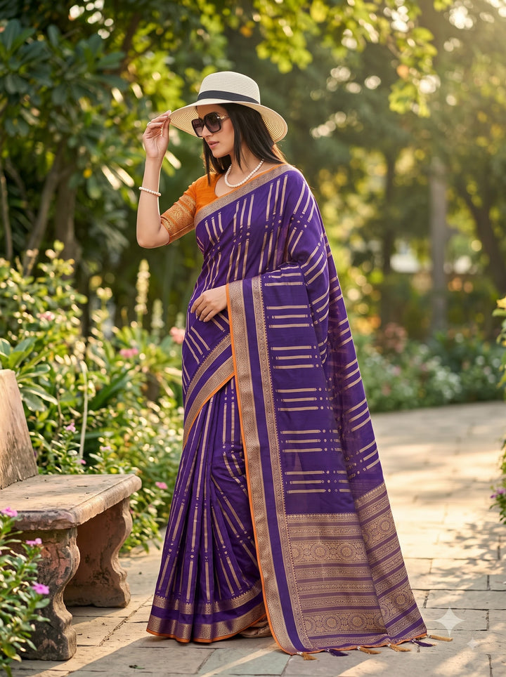 Evelyn in Gold Georgette Silk Saree