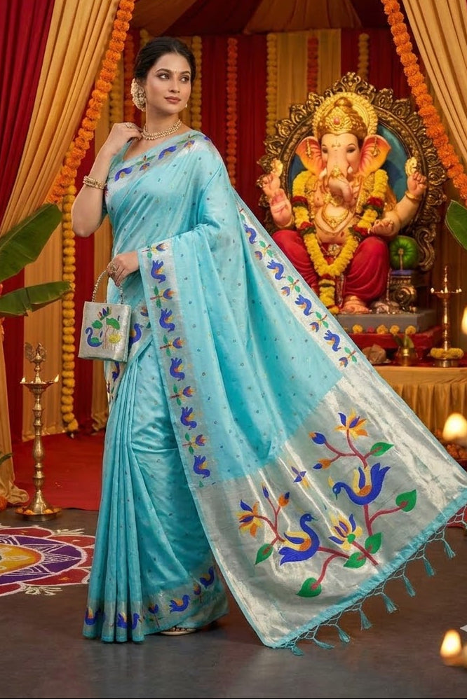 Meherika Khadi Silk Saree With Minakari Zari Border & Designer Zari Pallu