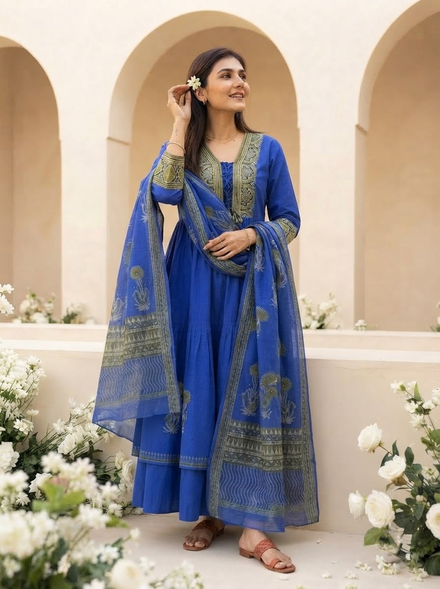 Aura Bloom - Cotton 3 Piece kurti Set