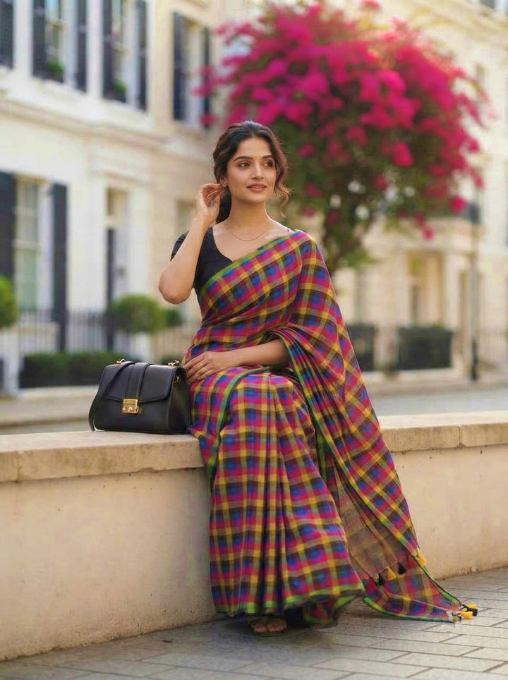 Saptaranga Khadi Cotton Saree 12