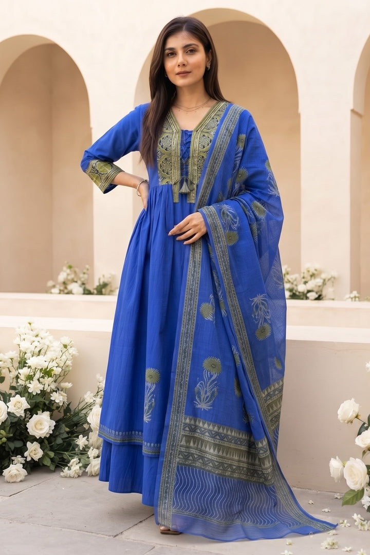 Aura Bloom - Cotton 3 Piece kurti Set