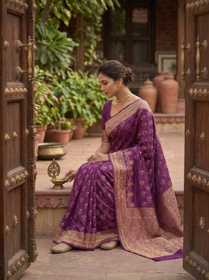 Queen's Legacy Banarasi Semi Katan Silk Saree