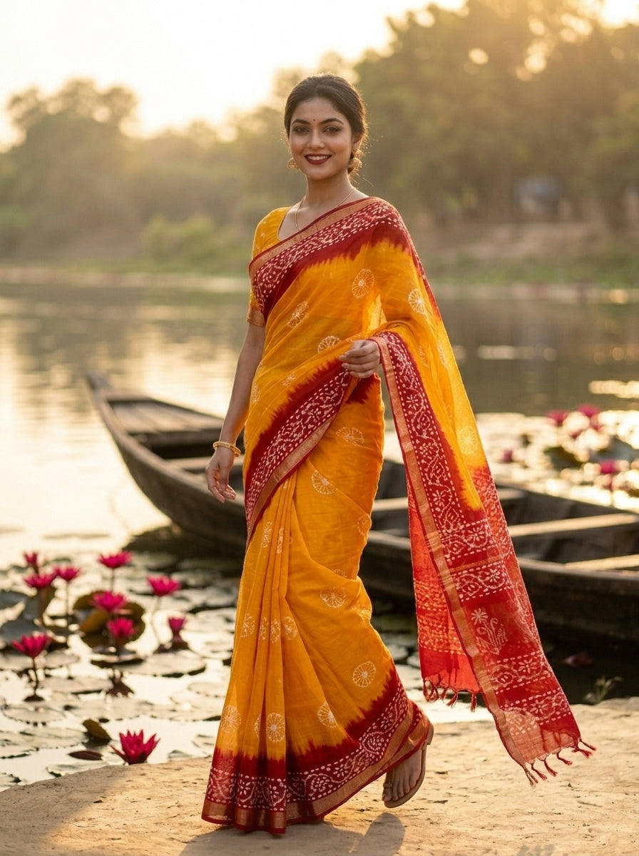 Ronger Porosh (রঙের পরশ) Cotton Linen Saree
