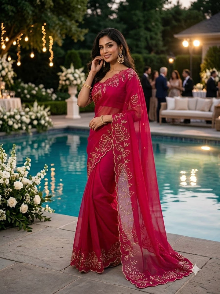 Slay in Sparkle Fandy Silk Saree with Cutdana Work