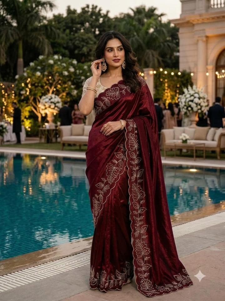 Slay in Sparkle Fandy Silk Saree with Cutdana Work
