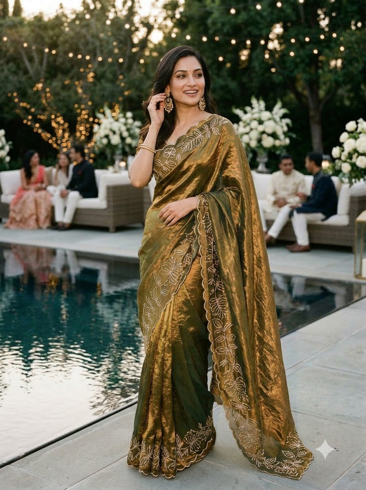 Slay in Sparkle Fandy Silk Saree with Cutdana Work