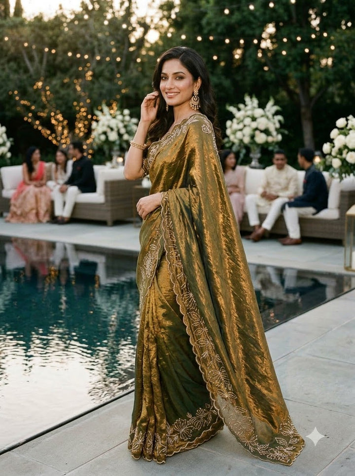 Slay in Sparkle Fandy Silk Saree with Cutdana Work