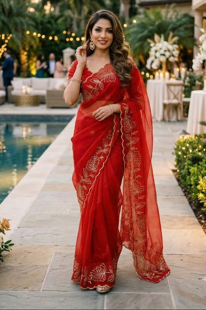 Slay in Sparkle Fandy Silk Saree with Cutdana Work