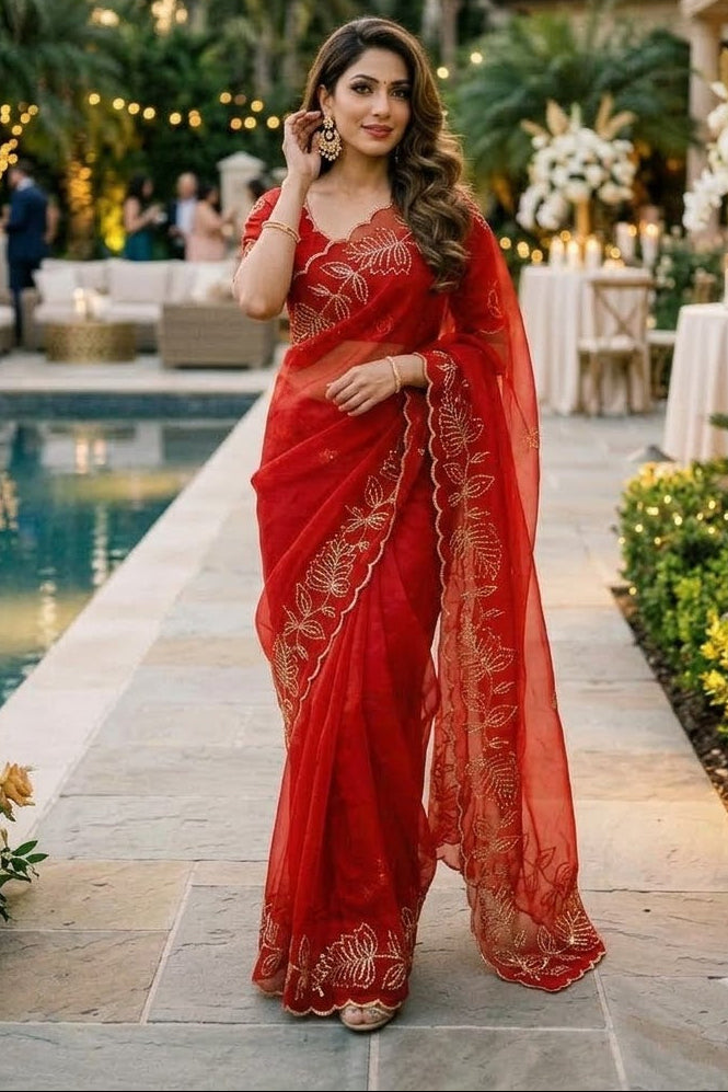 Slay in Sparkle Fandy Silk Saree with Cutdana Work