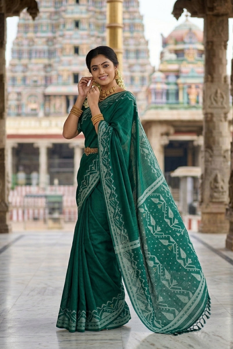 Pother Panchali Gachi Tussar Jamdani Saree