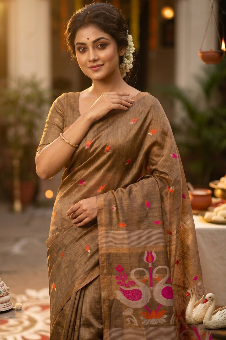 Aponjon Pure Linen Jamdani Saree