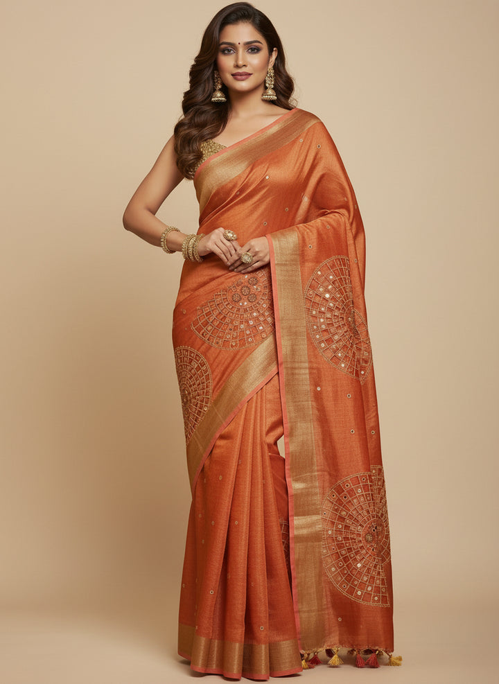 Pure Tissue Linen Cutwork Mon Amaar Exclusive Saree