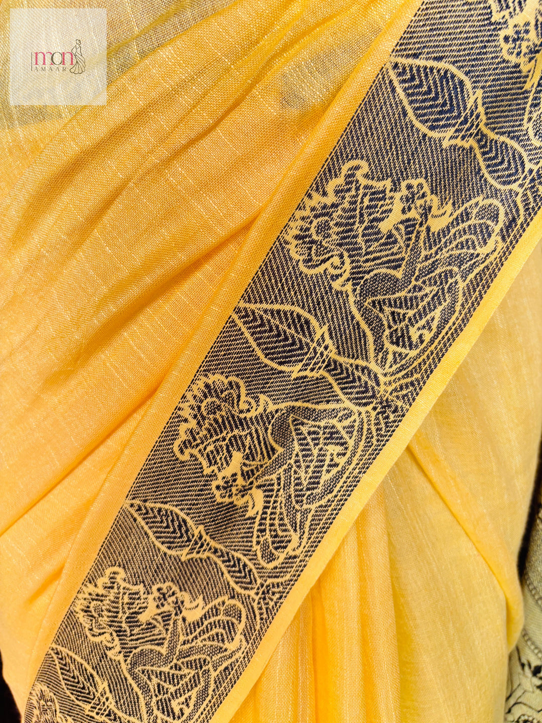 Sun Rays-Pure Handwoven Cotton Linen Saree