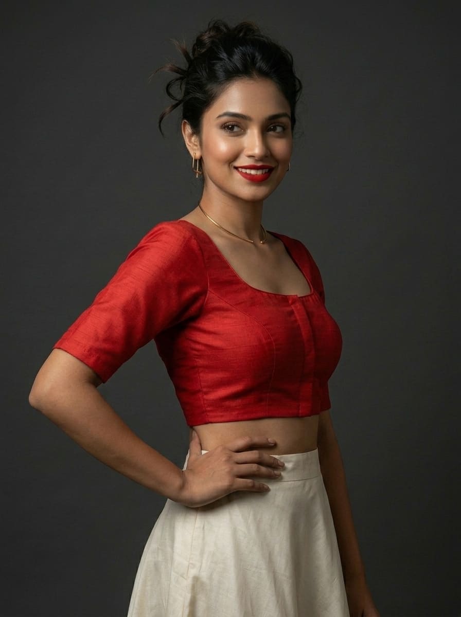 Fiery Flora Solid Color Beautiful Designer Blouse