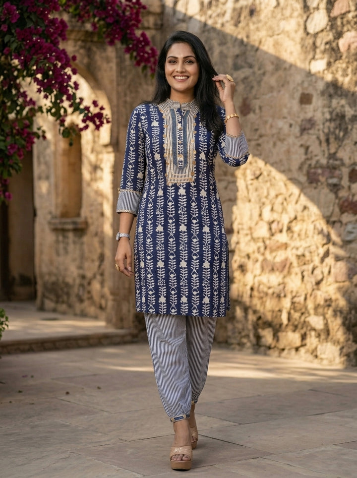 Indigo Gini Kurti Set