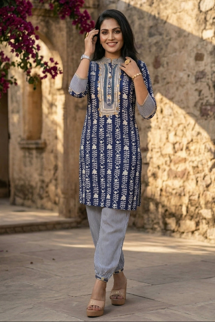 Indigo Gini Kurti Set