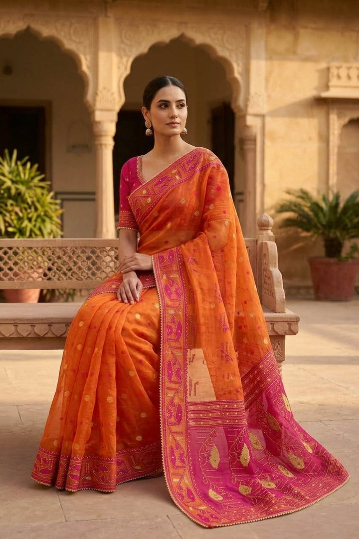 Swarnalekha Dhakai Jamdani Saree