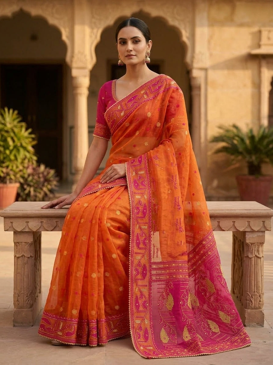 Swarnalekha Dhakai Jamdani Saree