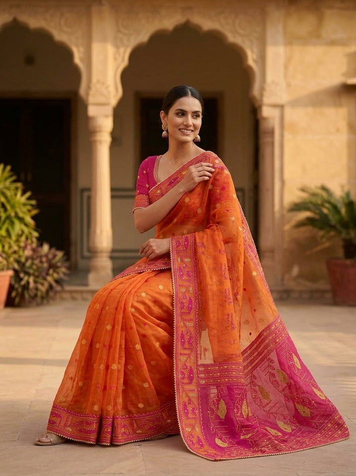 Swarnalekha Dhakai Jamdani Saree