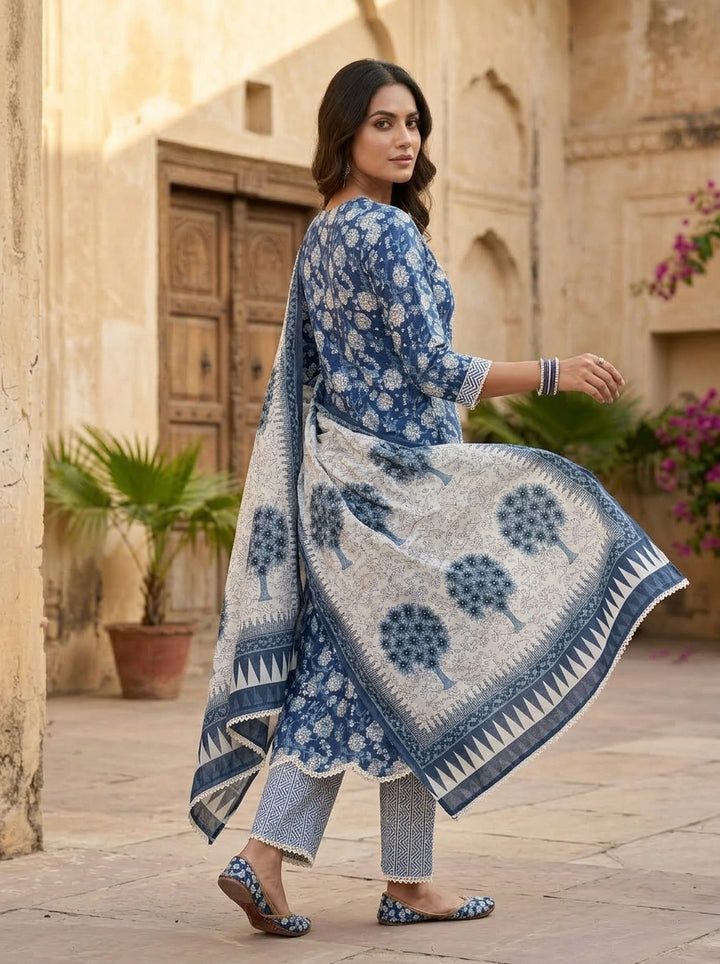 Blue Floral Suit Set