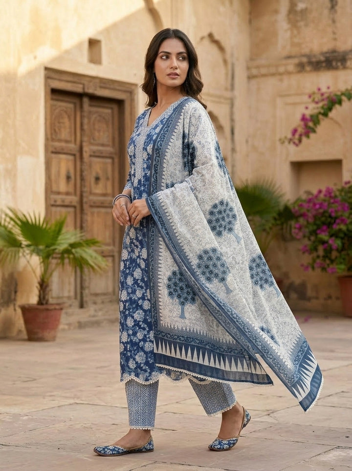 Blue Floral Suit Set