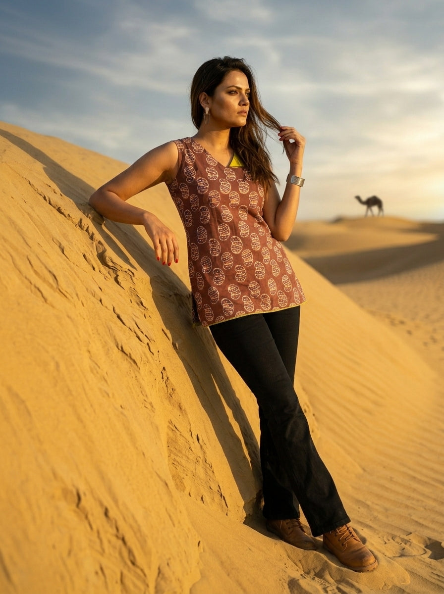 Smartness freak -Sustainable Bagru Print Ethnic Top