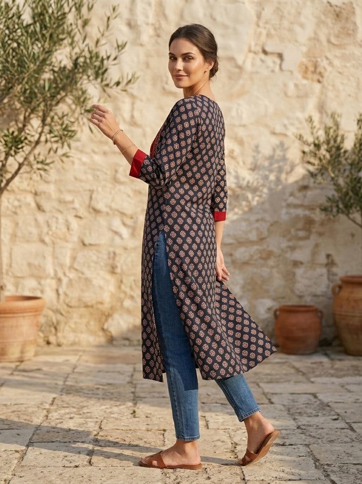 Rangrez Ajrakh Kurti(Only Kurti)
