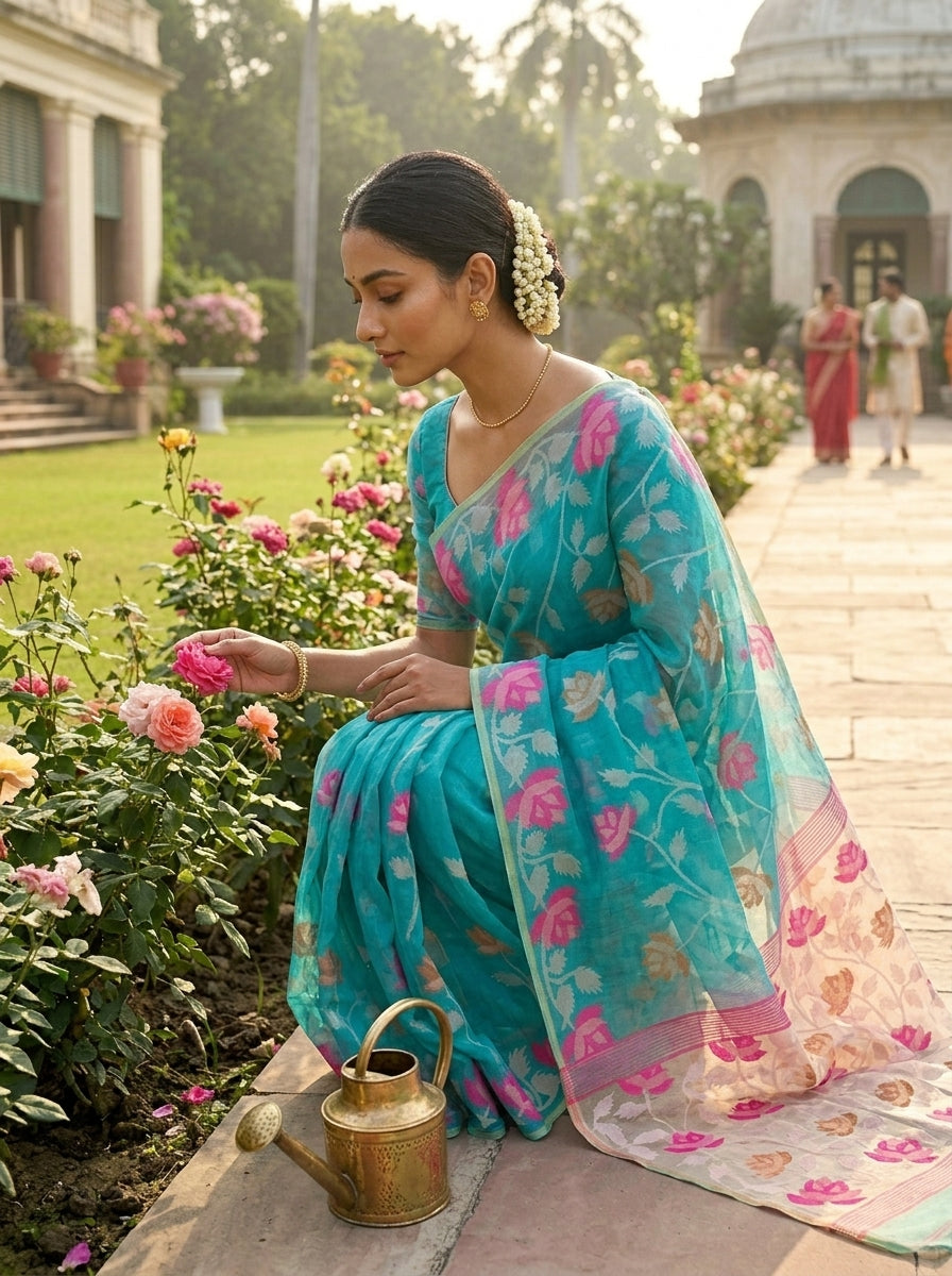 Sheser Kabita Dhakai Jamdani Saree