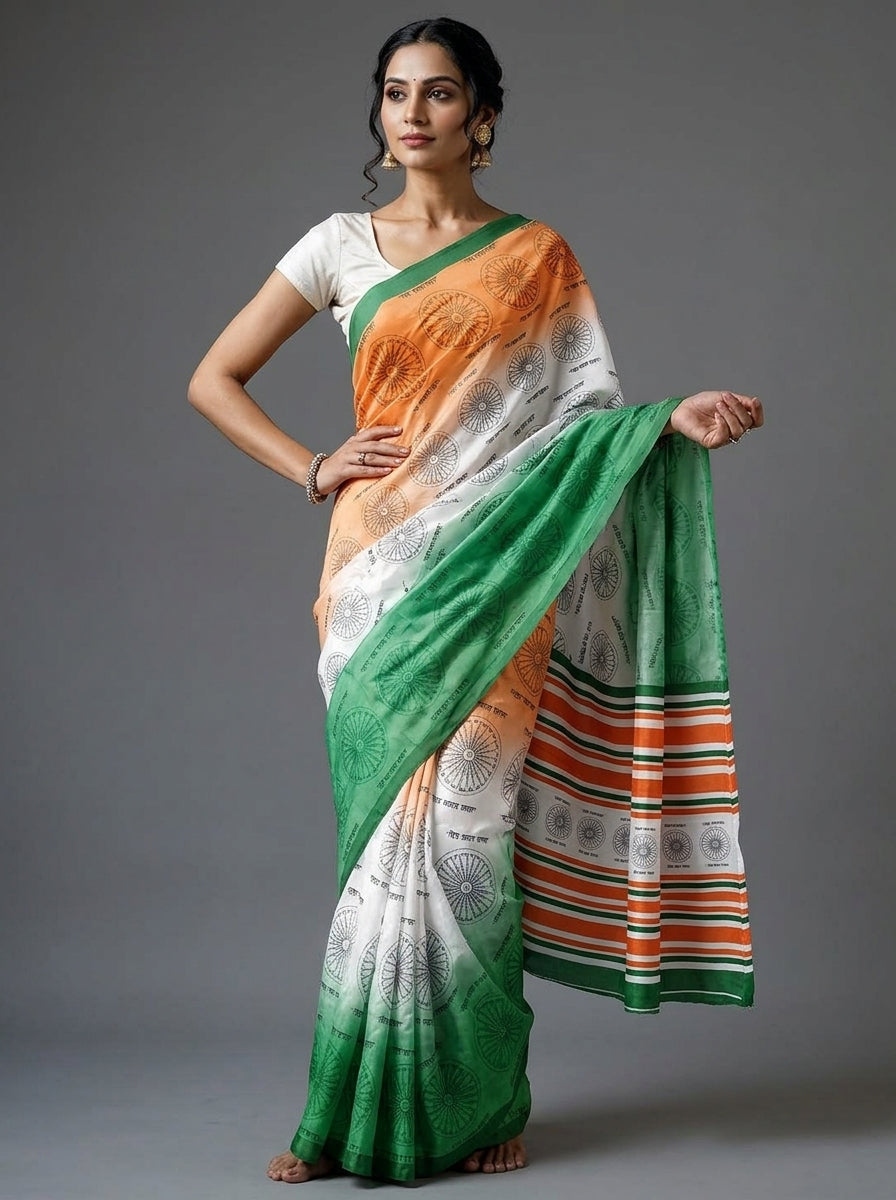 Tiranga Grace Semi Linen Saree (Independence Day Special)
