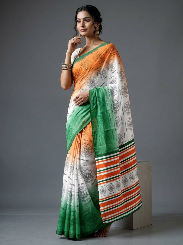 Tiranga Grace Semi Linen Saree (Independence Day Special)