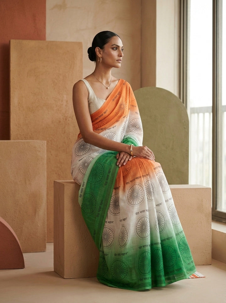 Tiranga Grace Semi Linen Saree (Independence Day Special)