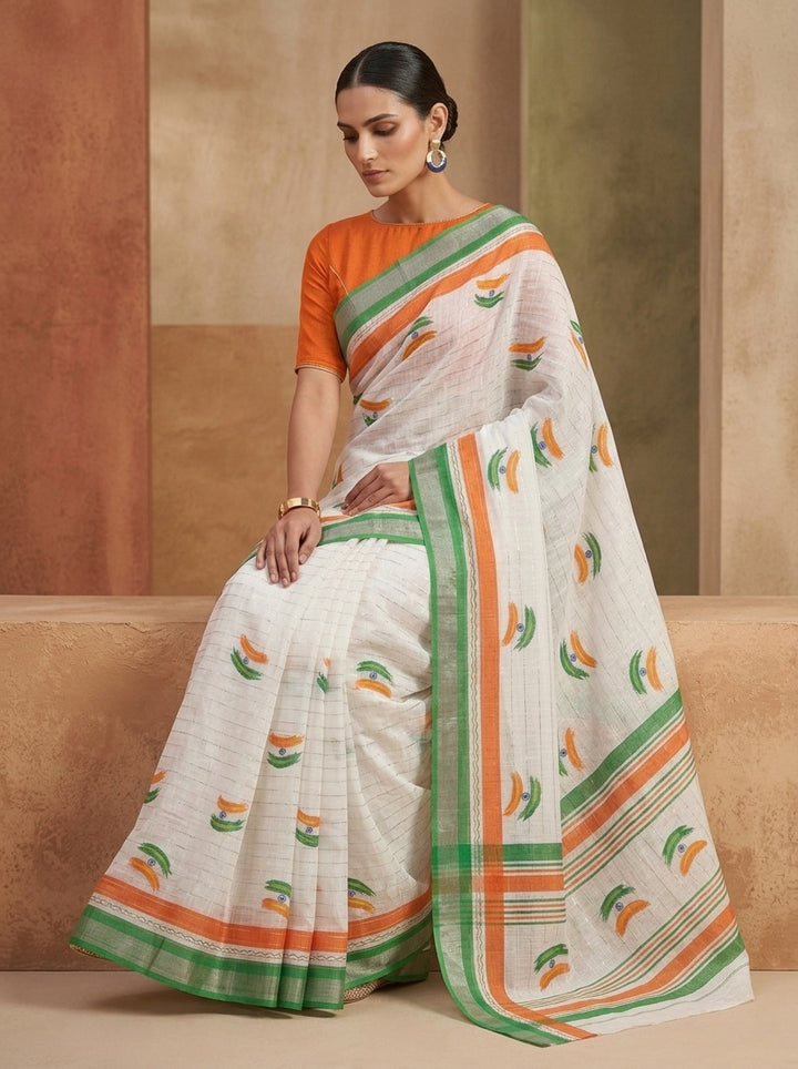 Tiranga Grace Semi Linen Saree (Independence Day Special)