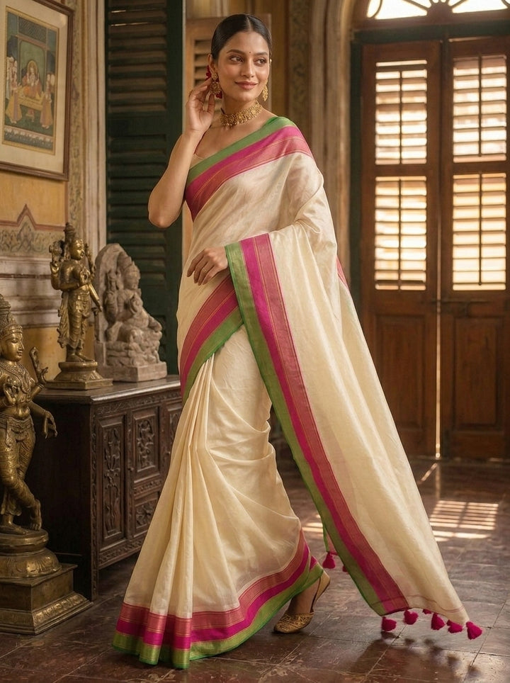 Shubhra Chitra Mul Cotton Saree
