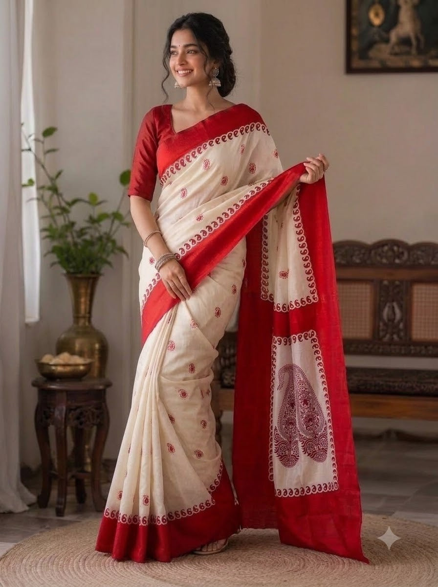 Ranga Shubhra Traditional Semi Tussar Silk Saree