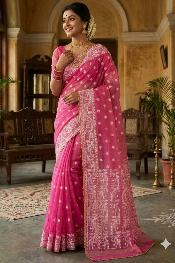 Sonar Alo  Katdana Jamdani Saree(Golapi)